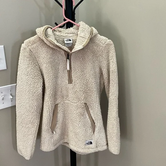 The North Face Cream Sherpa Sweatshirt with Hood - Picture 1 of 3